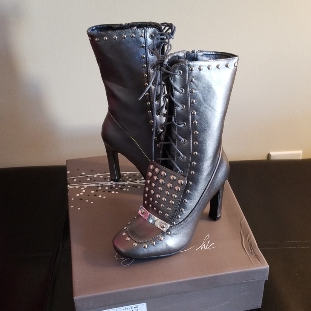 Pewter Grey High Ankle Booties
